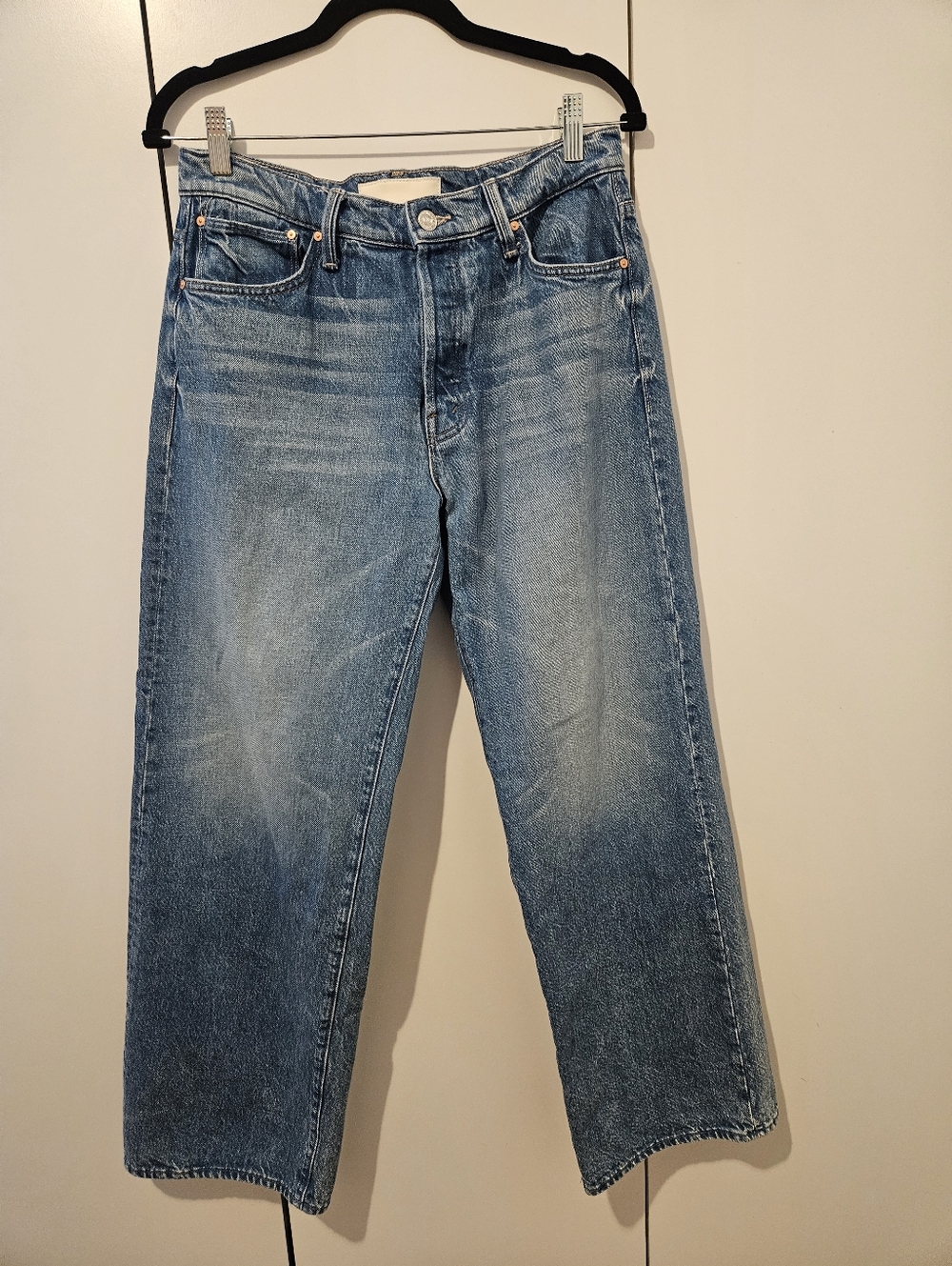 MOTHER Petite Lil Dodger Button Sneak Jeans in Wipeout